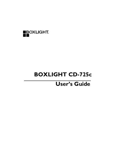 BOXLIGHT CD-725c Multimedia Digital Projector User's Guide - cover page
