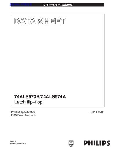 Philips 74ALS573B/74ALS574A Integrated Circuits Data Handbook - cover page