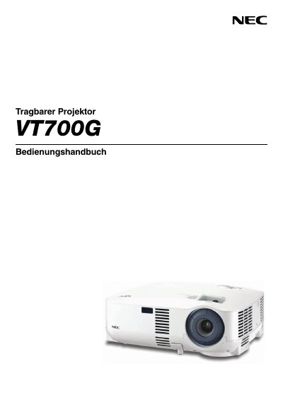 NEC VT700G Projector User Manual - cover page