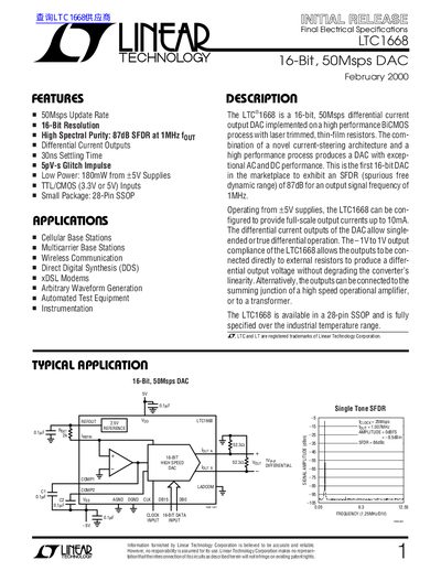 LINEAR TECHNOLOGY LTC1668 handbook - cover page