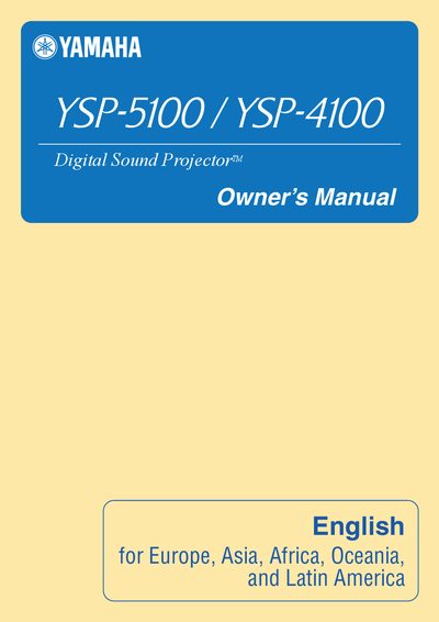 Yamaha YSP-5100/YSP-4100 Digital Sound Projector Owner's Manual - cover page