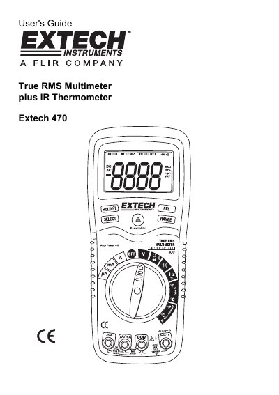 Extech 470 True RMS Multimeter plus IR Thermometer User's Guide - cover page