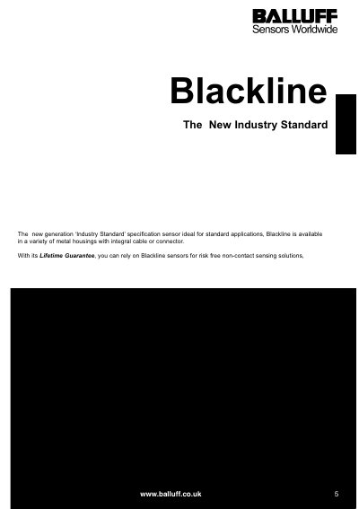 Balluff Blackline Inductive Sensors Handbook - cover page