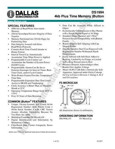 Dallas Semiconductor DS1994 Datasheet - cover page