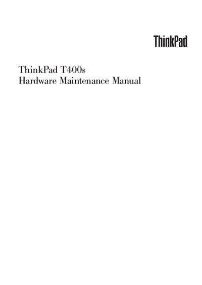 Lenovo ThinkPad T400s Service Manual - cover page