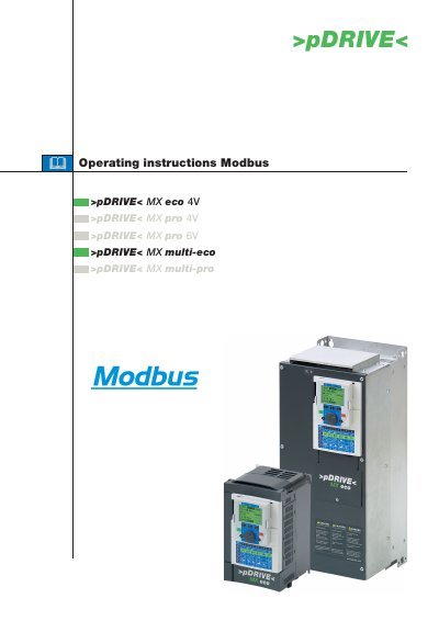 pDRIVE ecoMX 4V, proMX 4V, proMX 6V, multi-ecoMX, multi-proMX Frequency Inverter Modbus Operating Instructions