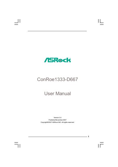 ASRock ConRoe1333-D667 Motherboard User Manual - cover page