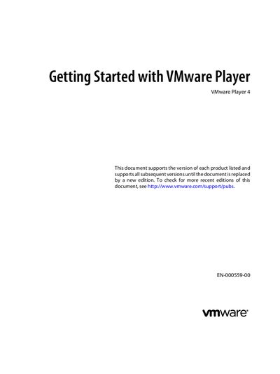 Getting Started with VMware Player 4 User Guide - cover page