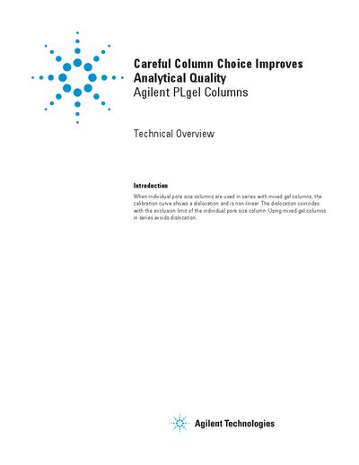 Agilent PLgel Columns Technical Overview - cover page