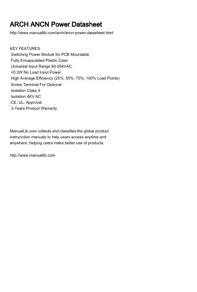 ARCH ANCN Series AC-DC Power Module Datasheet - cover page