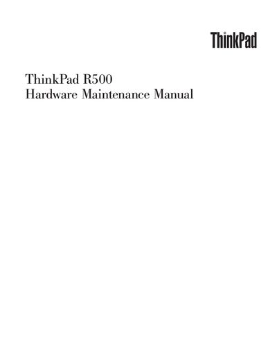 Lenovo ThinkPad R500 Hardware Maintenance Manual - cover page