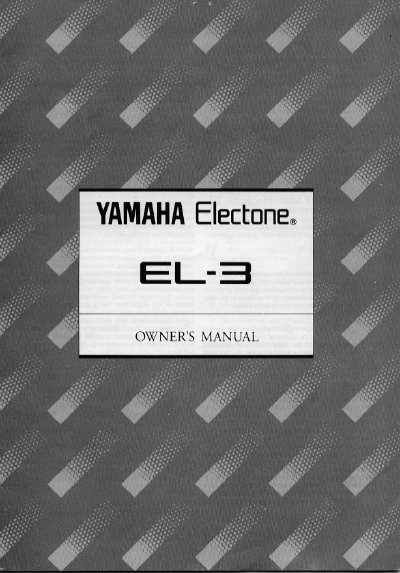 Yamaha EL-3 Electone Owner's Manual