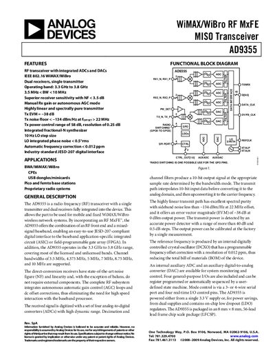 Analog Devices AD9355 Datasheet - cover page