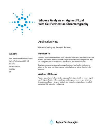 Agilent PLgel Silicone Analysis Application Note - cover page