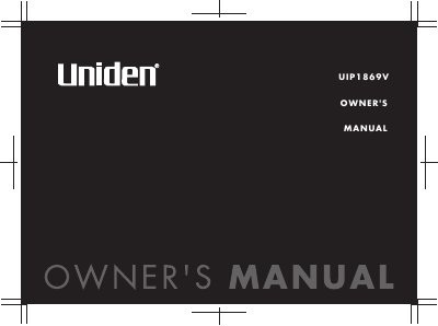 Uniden UIP1869V Broadband Internet Telephone Owner's Manual - cover page