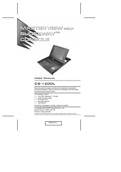 ATEN CS-1200L User Manual - cover page