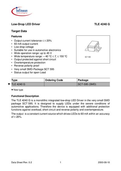 Infineon TLE4240G Datasheet - cover page