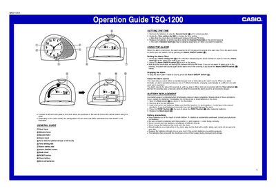 Casio TSQ-1200 Clock Operation Guide - cover page