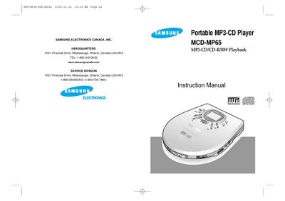 Samsung MCD-MP65 Portable MP3-CD Player User Manual - cover page