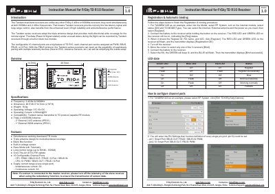 FrSky TD R10 Receiver Instruction Manual - cover page