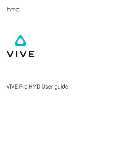 HTC VIVE Pro HMD User Guide - cover page