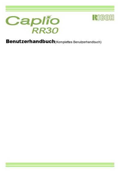 Ricoh Caplio RR30 Digital Camera User Manual - cover page