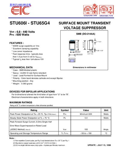EIC STU606I STU65G4 Datasheet - cover page