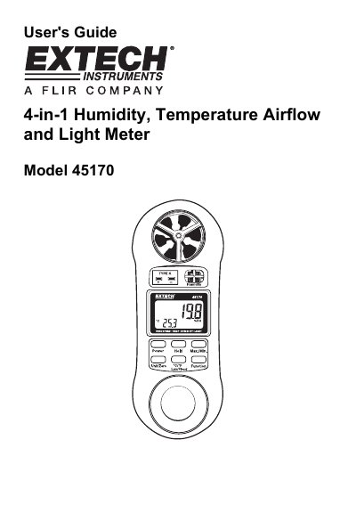 Extech Model 45170 User's Guide - cover page