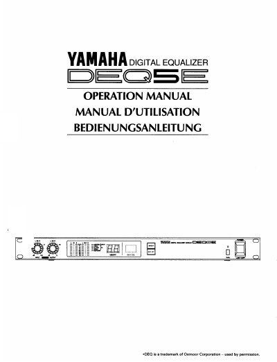 Yamaha DEQ5E Digital Equalizer Operation Manual - cover page