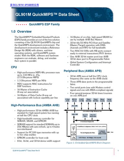 QL901M QuickMIPS Data Sheet - cover page