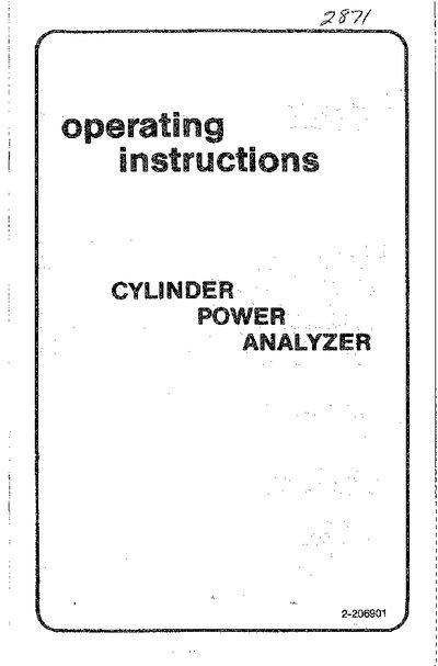 Kal Equip Company 2-206901 Cylinder Power Analyzer Operating Instructions - cover page