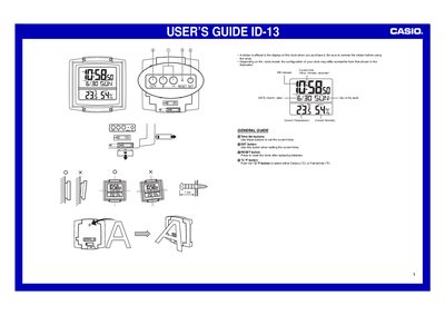 Casio ID-13IT Digital Thermometer Hygrometer User's Guide - cover page