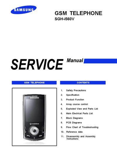 Samsung SGH-i560V GSM Telephone Service Manual - cover page
