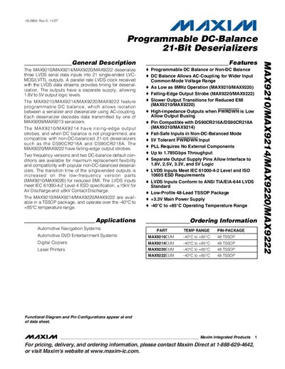 Maxim Integrated MAX9210/9214/9220/9222 Datasheet - cover page