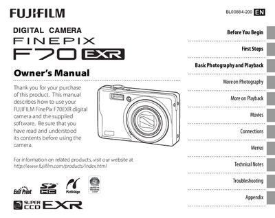 FUJIF70EXR Manual - cover page