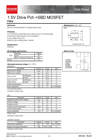 ROHM TT8U2 Datasheet - cover page