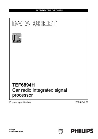 Philips TEF6894H Car Radio Integrated Signal Processor Datasheet - cover page