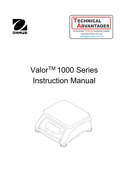 Ohaus Valor 1000 Series Scale Instruction Manual - cover page