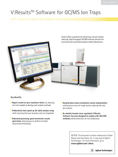 Agilent V:Results Software for GC/MS Ion Traps User Manual - cover page