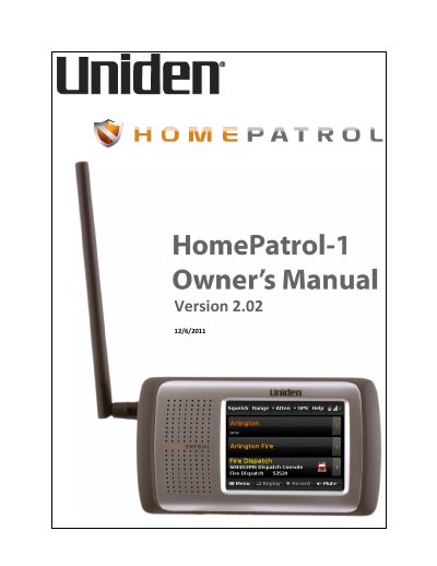 Uniden HomePatrol-1 Digital TrunkTracker IV Communications Receiver User Manual - cover page