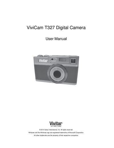 Vivitar ViviCam T327 Digital Camera User Manual - cover page