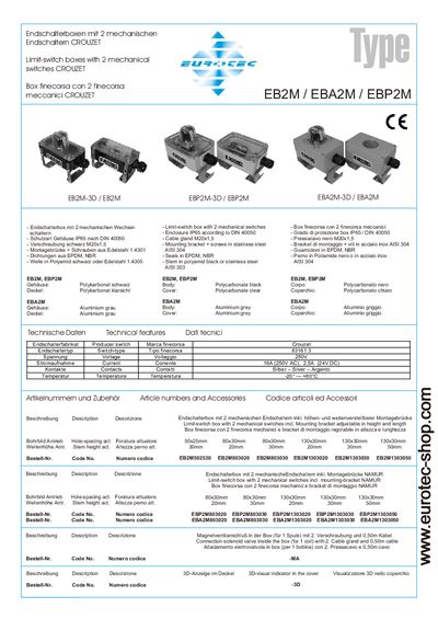 Crouzet EB2M/EBA2M/EBP2M Limit-Switch Box Product Data Sheet - cover page