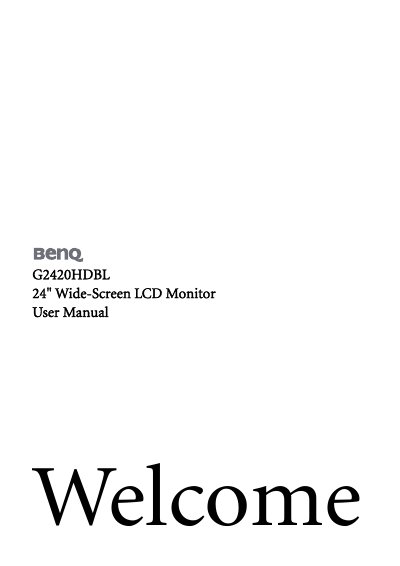 BenQ G2420HDBL 24" Wide-Screen LCD Monitor User Manual