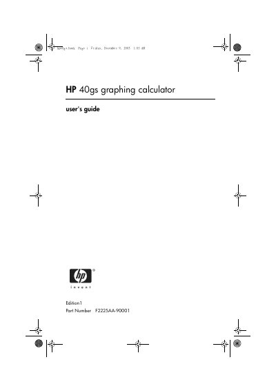 HP 40gs Graphing Calculator User Manual