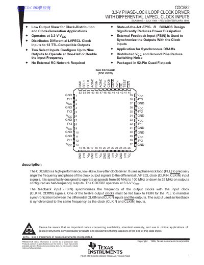 Texas Instruments CDC582 3.3-V Phase-Lock Loop Clock Driver Datasheet - cover page