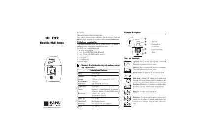 Hanna Instruments HI 739 Fluoride High Range Meter Instruction Manual - cover page