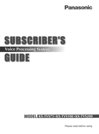 Panasonic KX-TVS75/TVS100/TVS200 Manual - cover page