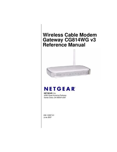 Netgear CG814WG v3 Wireless Cable Modem Gateway Reference Manual - cover page