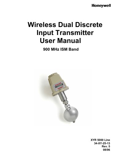 Honeywell WW591/WW592 Wireless Dual Discrete Input Transmitter User Manual - cover page