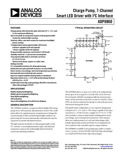 Analog Devices ADP8860 7-Channel Smart LED Driver Datasheet - cover page